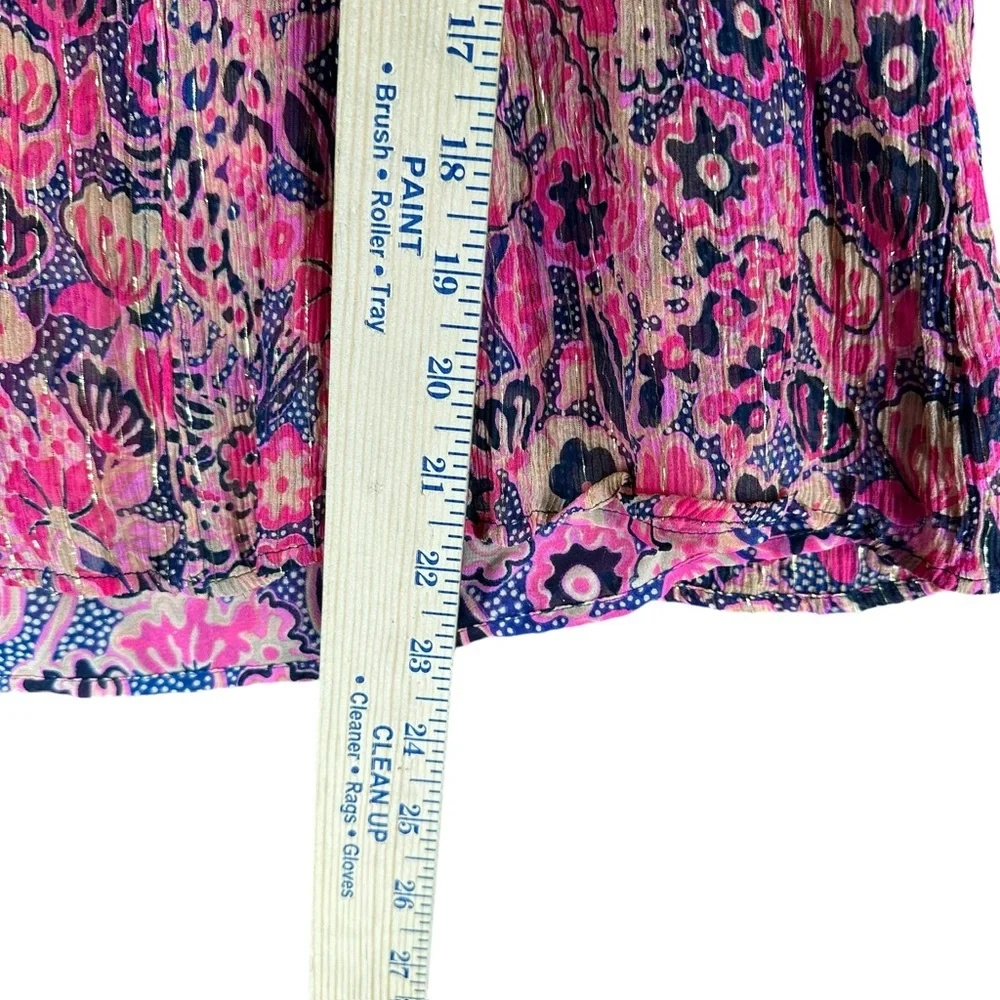 A.L.C. Women’s 4 Hayley Printed Top Silk Blend Chiffon Flutter Sleeve Blouse - Picture 6 of 14